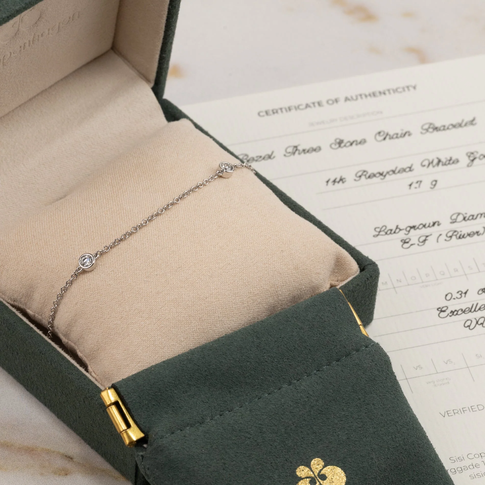 THREE STONE BEZEL-SET LAB-DIAMOND BRACELET - 0.30ct - WG - Image 3