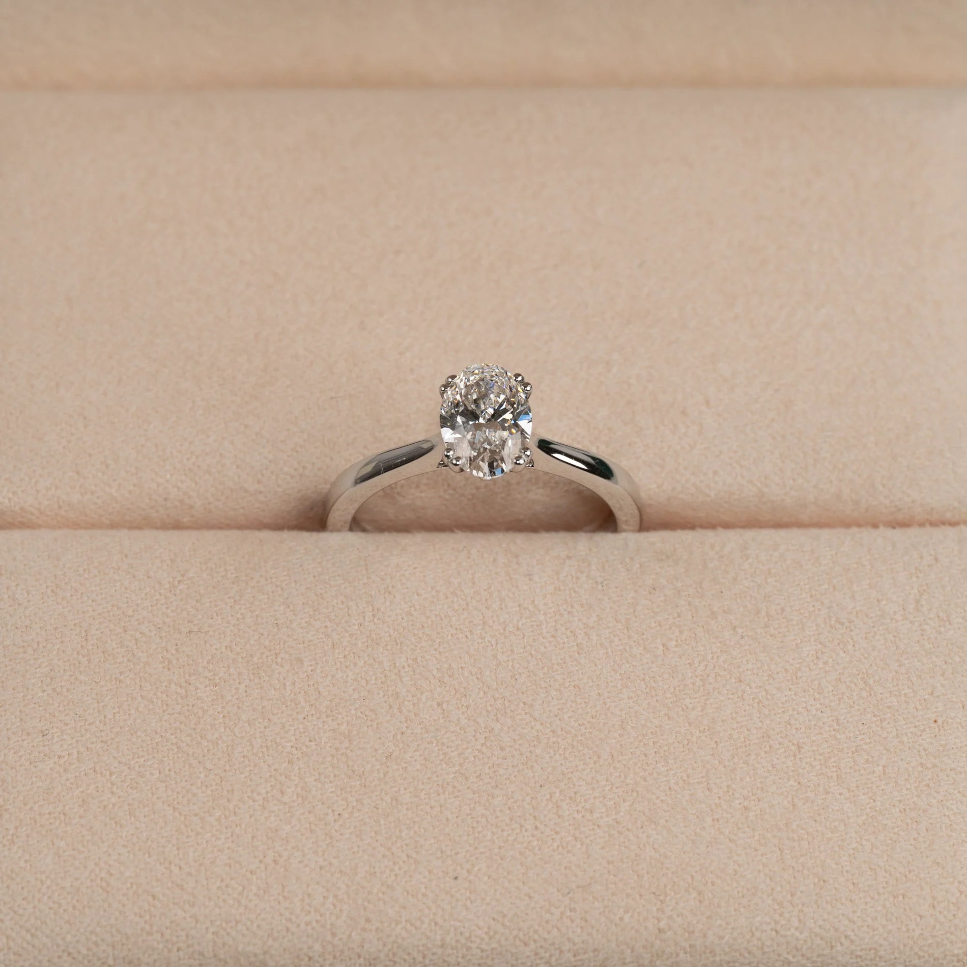 SOLITAIRE TULIP-SET OVAL-CUT LAB-DIAMOND RING - 1.0ct - WG - Image 6