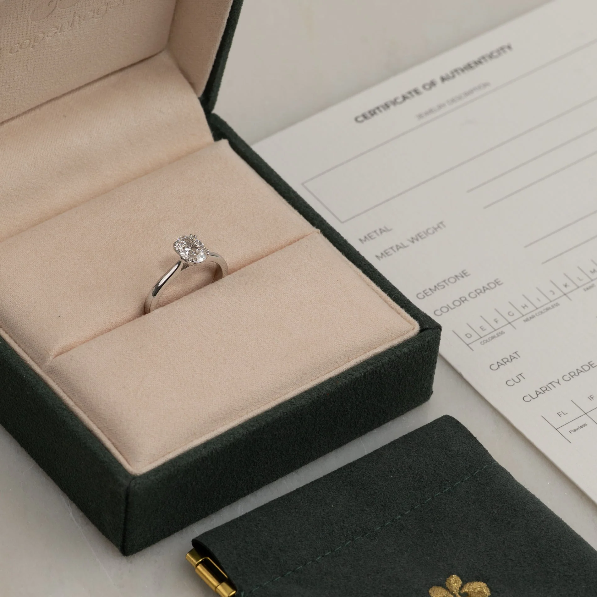 SOLITAIRE TULIP-SET OVAL-CUT LAB-DIAMOND RING - 1.0ct - WG - Image 7