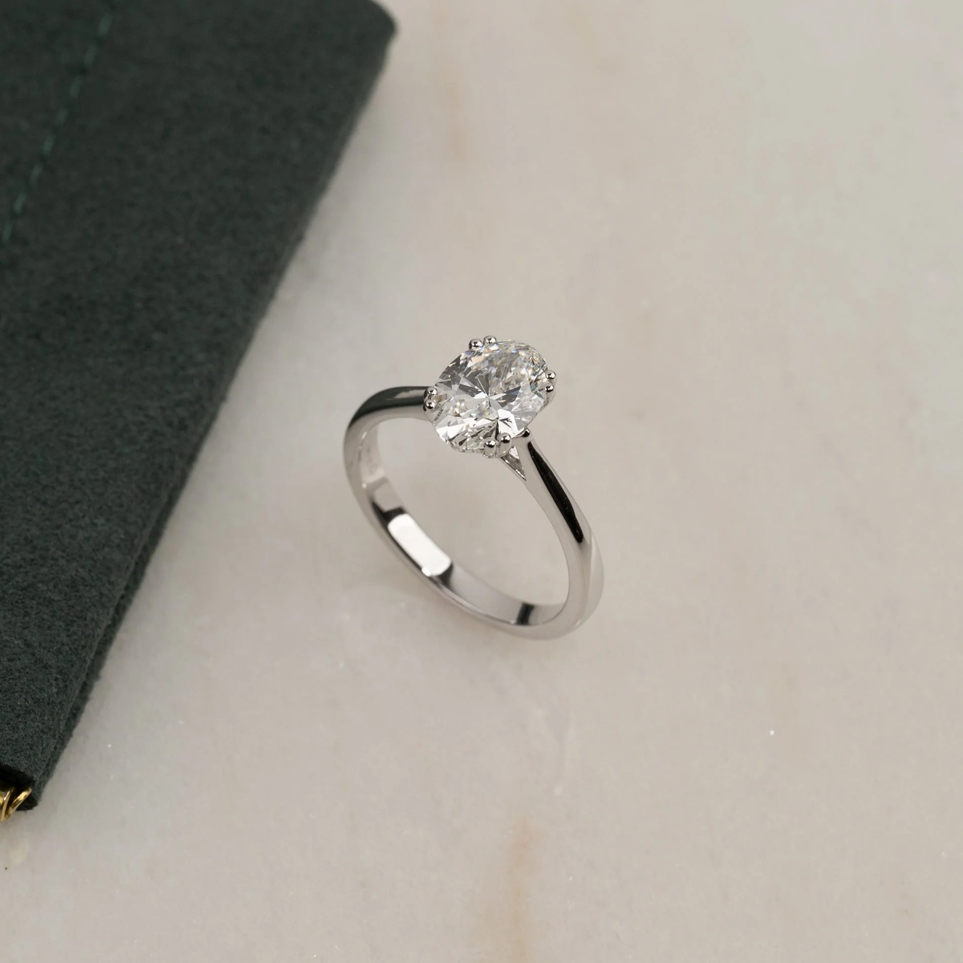 SOLITAIRE TULIP-SET OVAL-CUT LAB-DIAMOND RING - Image 3