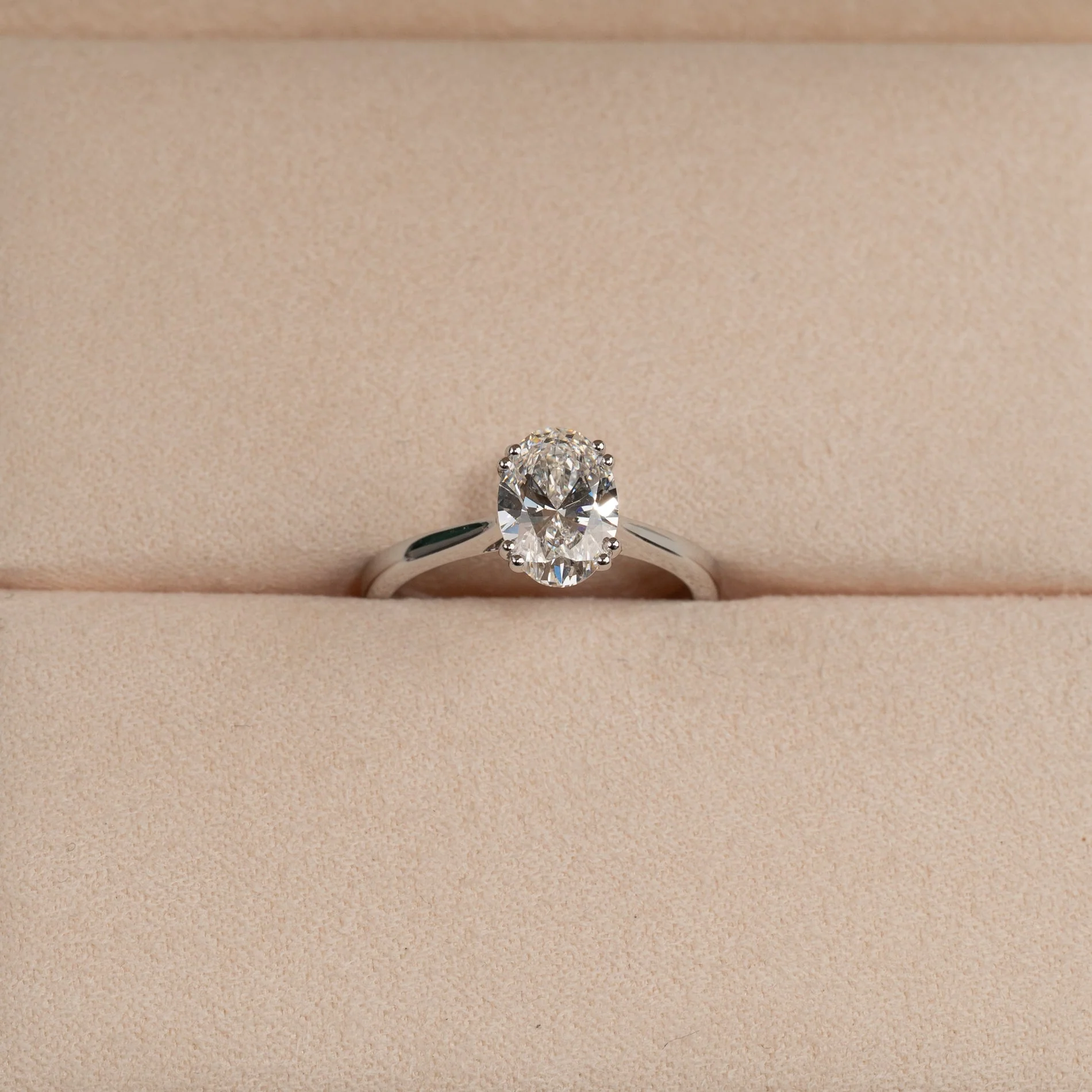 SOLITAIRE TULIP-SET OVAL-CUT LAB-DIAMOND RING - 1.5ct - WG - Image 3