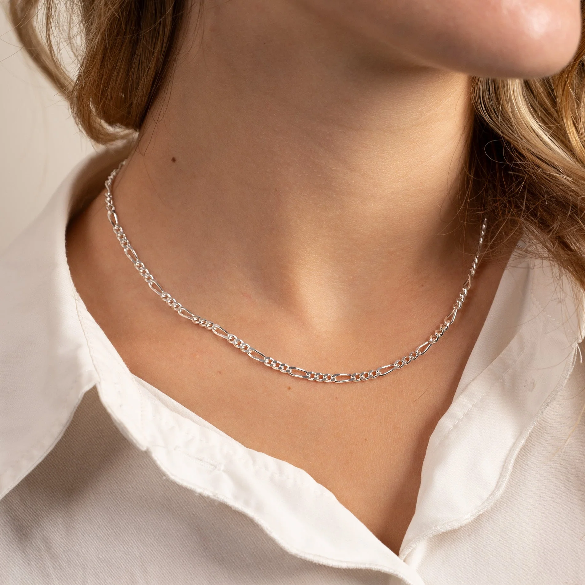 UMA MEDIUM FIGARO SILVER CHAIN