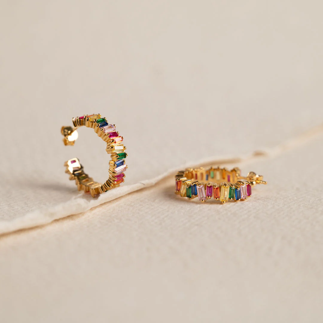 VERONICA RAINBOW GOLDEN CREOL EARRING