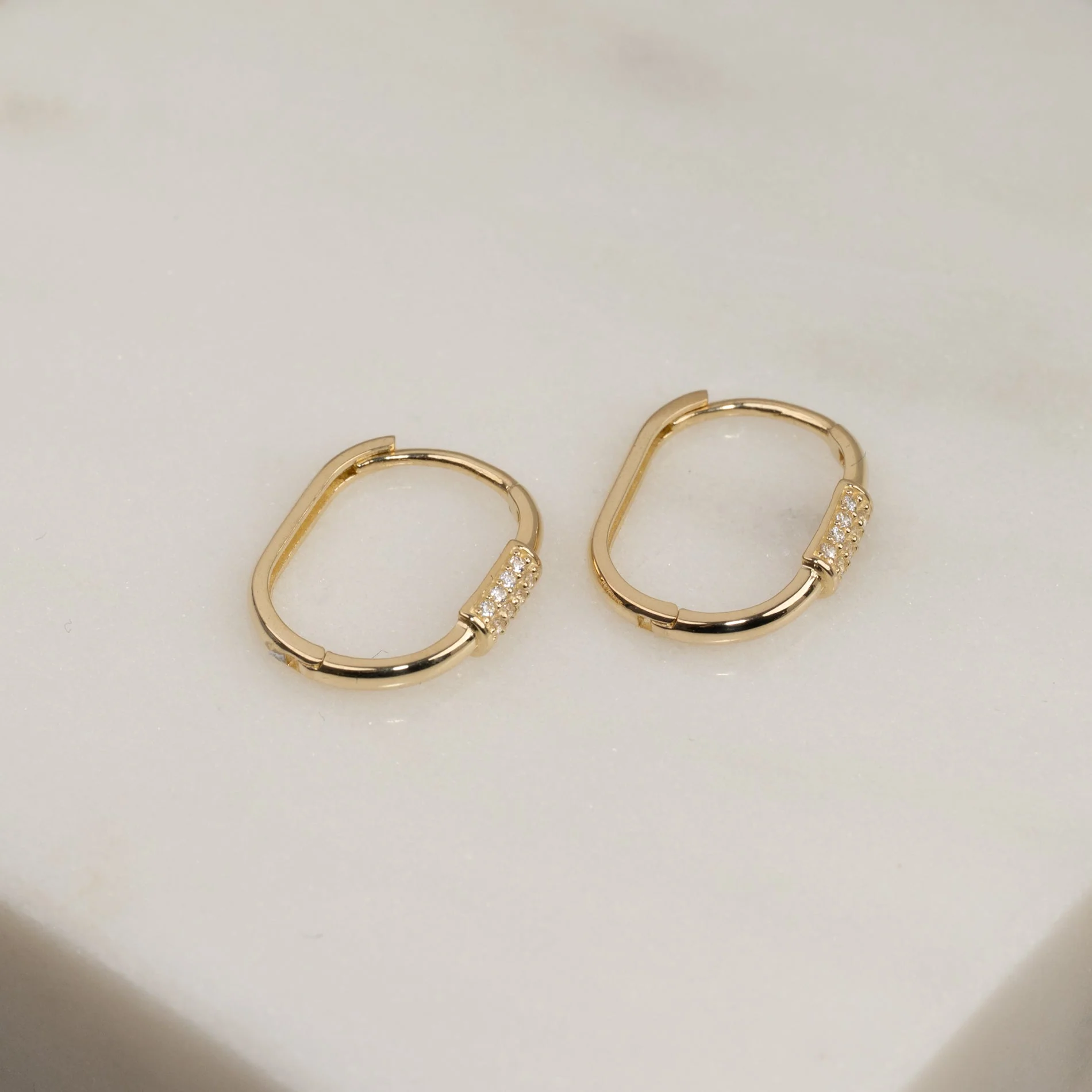 VIKTORIA CRYSTAL SOLID GOLD CREOL EARRING - Image 3