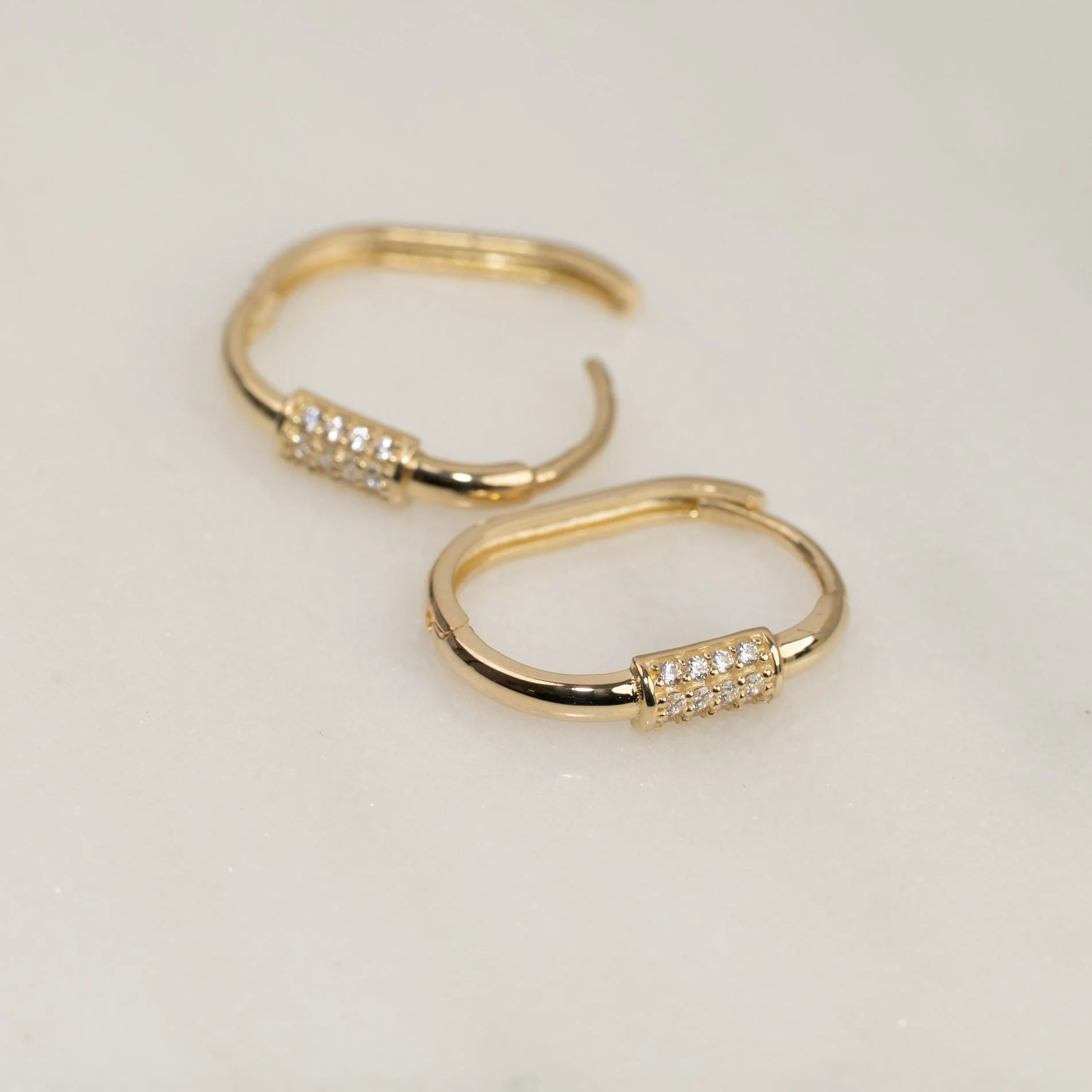 VIKTORIA CRYSTAL SOLID GOLD CREOL EARRING - Image 4